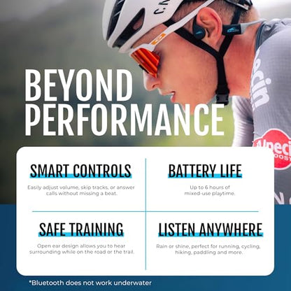 H2O Audio TRI Run Open Ear Bone Conduction Headphones. Sweatproof Multisport Headphones for Running, Cycling, and Paddling. Wireless Wrap Around Sport Earbuds, IPX8 Waterproof, Bluetooth 5.3