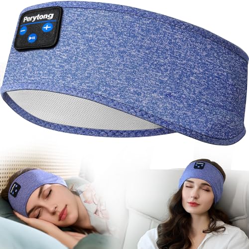 Perytong Sleep Headphones Wireless, Bluetooth Sports Headband Headphones with Ultra-Thin HD Stereo Speakers Perfect for Sleeping,Workout,Jogging,Yoga,Insomnia, Air Travel, Meditation (SkyBlue) - color: SkyBlue