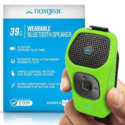 noxgear 39g Wearable Bluetooth Speaker, Mini Clip-On, Bright Green - color: Bright Green, size: 1 Pack