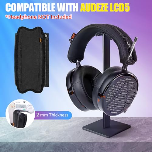 LCD-5 Headband Cover Compatible with Audeze LCD-5 Headphones Thicker Sports Fabric Replacement Headband Cushion Pad Cover Headphone Headband Protector (Black)