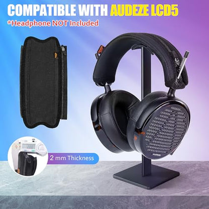 LCD-5 Headband Cover Compatible with Audeze LCD-5 Headphones Thicker Sports Fabric Replacement Headband Cushion Pad Cover Headphone Headband Protector (Black)