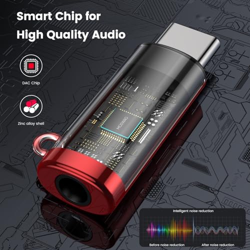 MOSWAG USB C to 3.5mm Headphone Adapter, Typc C to 3.5mm Aux Headphone Adapter, USB C to Aux Audio Zinc Alloy Adapter for Samsung GalaxyS23 S22 S21 Ultra, Pixel 7/6 iPad Pro/Air/Mini … | Hi-Fi Audio Converter and Microphone in Zinc Alloy High Resolution C