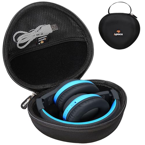 Aproca Headphones Case Compatible with iClever BTH12 / HS19 / BTH26 / BERIBES/eKids Jurassic World Foldable Kids Headphones, Portable Storage Bag - color: Black-Pro