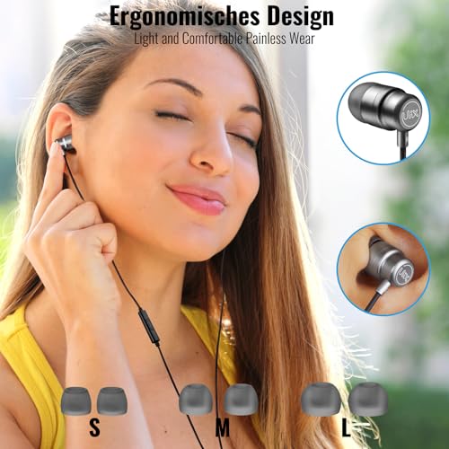 UliX Rider Wired Earbuds in-Ear Headphones, 5 Years Warranty, Earphones with Microphone, with Anti-Tangle Cable, Ear Buds for iPhone, iPad, Samsung, School Students, Kids, Women, Small Ears - Grey - color: Grey, style: 3.5 mm