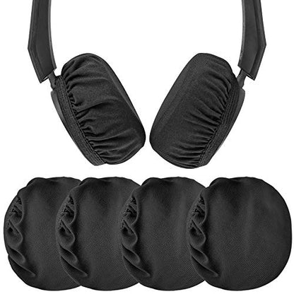 Geekria 2 Pairs Flex Fabric Headphones Ear Covers - Product Safety Certified - Washable & Stretchable Earcup Protectors for Over-Ear Headsets, Sweat Pads for Gym, Gaming (S/Black) - color: Black