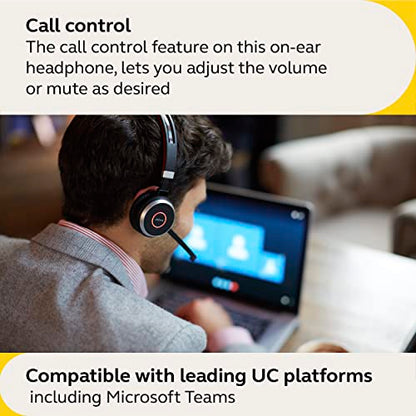 Jabra Evolve 65 SE Mono Wireless Headset - Bluetooth Headset with Noise-Cancelling Microphone, Long-Lasting Battery, and Charging Stand - MS Teams Certified, Works with All Other Platforms - Black - size: MS Teams, style: Mono with Stand