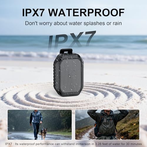 Wearable Speaker, IPX7 Clip-On Portable, BT 6.0, TWS, Hands-Free | IPX7 Waterproof, BT 6.0, TWS Pairing, Hands-Free Calls, Clip-On Design for Golf, Camping, Work