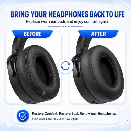 Replacement Ear Pads for Skullcandy Crusher Wireless ANC/Evo/540, Hesh3/ANC/Evo, Venue ANC Over-Ear Headphones, Protein Leather Cushions with Memory Foam，White