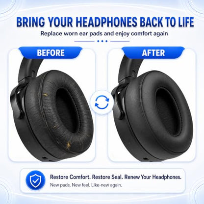 Replacement Ear Pads for Skullcandy Crusher Wireless ANC/Evo/540, Hesh3/ANC/Evo, Venue ANC Over-Ear Headphones, Protein Leather Cushions with Memory Foam，White