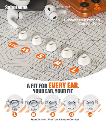5 Pairs Replacement Ear Tips for AirPods Pro 3 (XXS/XS/S/M/L) | Foam-Infused Hybrid Silicone Eartips for AirPods Pro 3 Ear Tips Accessories with Cleaning Pen & Storage Box - size: XXS/XS/S/M/L