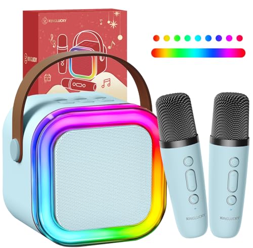Kinglucky Mini Karaoke Machine for Kids, Top Birthday Gift Pick for Girls Ages 3-12 Years Old, Kids' Personal Video Players Accessories with 2 Mics Singing Present Toy Blue - color: Blue