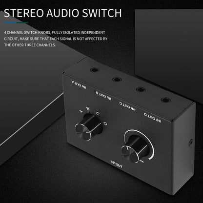 4 Port Audio Switch, 3.5mm Audio Switcher, Stereo AUX Audio Selector, 4 Input 1Output/1Input 4 Output Audio Switcher Box