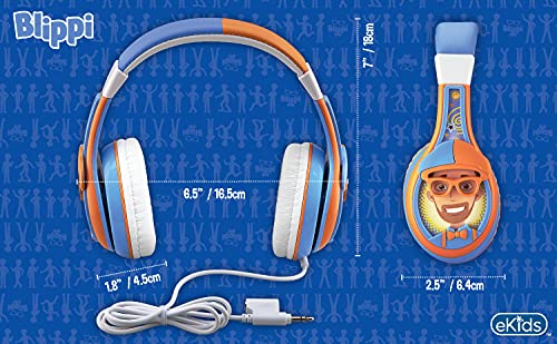 Blippi Kids Headphones with 3.5mm Audio Jack, Wired Headphones for School, Home or Travel (Blippi) - color: Blippi