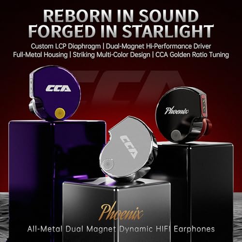 CCA Phoenix in-Ear Monitor Headphones – Dual-Magnet Dynamic Driver IEM with HiFi Clear Sound & Deep Bass, Full-Metal Professional Gaming Earbuds for Musicians, Singers, and Audiophiles(USB C Plug) - color: Dark-Grey, style: With Mic,USB-C