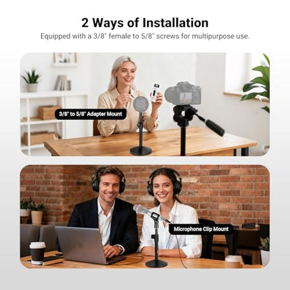 NEEWER Desk Microphone Stand, Adjustable Table Top Mic Holder Mount with Clip and 3/8" to 5/8" Adapter Compatible with Blue Yeti Snowball HyperX QuadCast SoloCast Shure, Max Load 3.3 lbs, MS015 - style: MS015