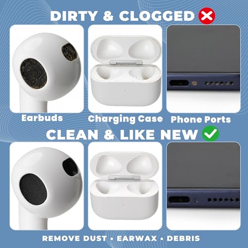 Upgraded for Airpod Cleaner Kit (81 PCS), Multi-Tool with Cleaning Pen, Putty & Swabs, Removes Earwax & Dust, Compatible with AirPods Pro 1/2/3, Earbud, Headphones, Phone & Charging Port - color: Blue