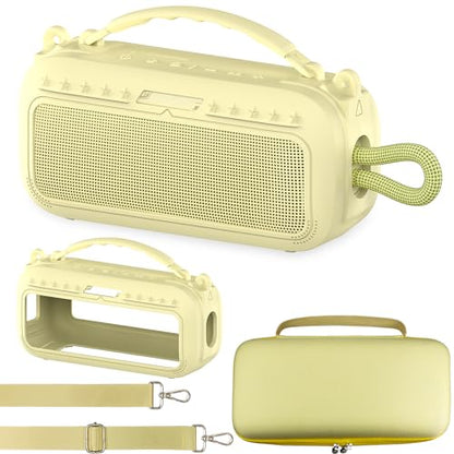 JCHPINE Silicone Cover and Carrying Case for Bose SoundLink Plus Speaker | Protective Cases with Handle and Shoulder Strap, Soft Silicone Cover and Hard Travel Case (Yellow) - color: Yellow Case