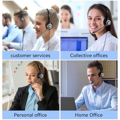 Wantek Phone Headset with Microphone Noise Cancelling, Telephone Headsets 2.5mm Jack Work for Panasonic AT&T ML17929 Vtech RCA Cisco Uniden Polycom Grandstream Home Office Cordless Phones(F602J25P)