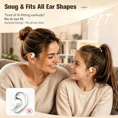 Xmenha Over The Ear Earbuds Open Ear Headphones Over The Ear Headphones | Over Ear Earbuds Air Bone Conduction Earbuds Earphones Air Bone Conducting Conduction Headphones Bluetooth - color: Nude, style: Normal