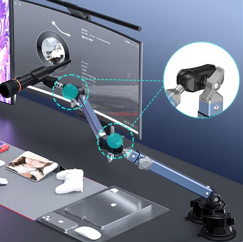 Microphone Boom Arm 360° Rotatable Foldable Adjustable Desk Mic Stand Desk Mount Sturdy Aluminum Alloy for Podcast Video Gaming Meeting Studio - size: Suction Cup