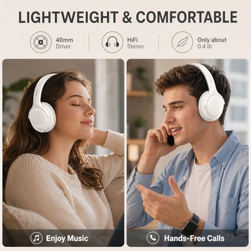 MIDOLA Bluetooth Headphones Wireless 68H with Mic,Decent Sound-Acceptable | Adjustable Headband Foldable Over-Ear Lightweight Headsets for Toddler Girls Boys Tablet/iPad,HD Stereo,Built-in Mic,White - color: White