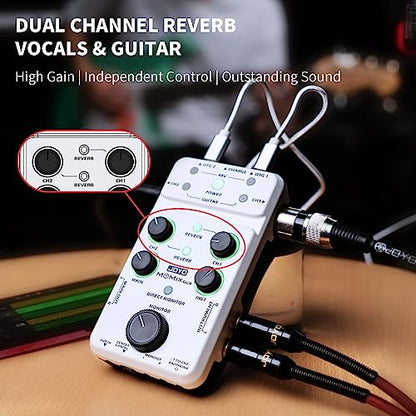 JOYO Portable Audio Mixer Rechargeable USB Audio Interface with 48V Phantom Power, Stereo Output for Live Streaming, Guitar & Vocals on iPad/Phone (MOMIX PRO)