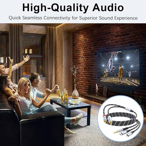3.5mm to RCA Cable, Lightning to RCA Male to Aux Audio Adapter HiFi Sound Headphone Jack Adapter,(3 in 1 Audio Cable) Connector for iPhone/iPad Speaker MP3 Tablet HDTV(6FT) - size: 6FT, style: 3IN2RCA