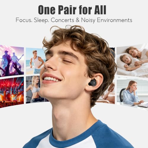 58-26dB Dual Mode Noise Cancelling Ear Plugs for Sleeping, Ear Protection – Flexible Soft Silicone Reusable Earplugs for Side Sleepers, Concerts, Airplane and Focus, with Portable Case