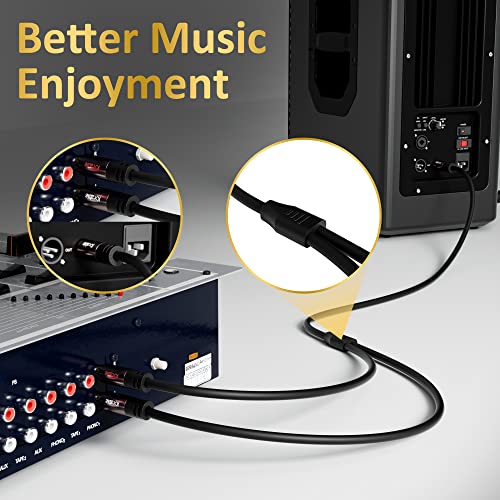 RCA Y-Adapter Splitter Cable (2 Pack-8FT+8FT), 1 RCA Male to 2 RCA Male Stereo Audio Subwoofer Cable, Bi-Directional, for Home Theater, Hi-Fi System, Amplifier, Speaker, 24K Gold Plated, OD:5.0MM - size: 8 Feet (2 Pack)