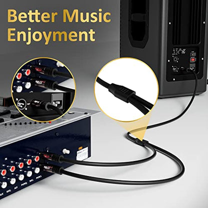 RCA Y-Adapter Splitter Cable (2 Pack-8FT+8FT), 1 RCA Male to 2 RCA Male Stereo Audio Subwoofer Cable, Bi-Directional, for Home Theater, Hi-Fi System, Amplifier, Speaker, 24K Gold Plated, OD:5.0MM - size: 8 Feet (2 Pack)