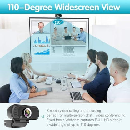 ZIQIAN 1080P Webcam with Microphone, USB Web HD Camera for PC, Laptop&Mac - color: Black