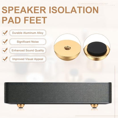 MECCANIXITY 4Pcs Speaker Isolation Pad Feet, 15x7mm Shockproof Aluminum Alloy Vibration Isolation Speaker Shock Base Pad Cone Base with Double-Sided Adhesive for Audio Equipment, Gold - color: Gold, size: 15x7mm