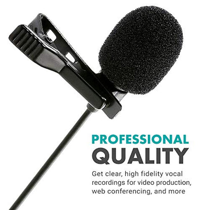 Movo M1 USB Lavalier Microphone for Computer, Clip-On Lapel Mic, 20 ft Cord - size: Small