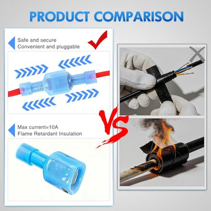 Nilight 400PCS Nylon Quick Disconnect Male and Female Spade Terminals | Electrical Insulated Solderless Wire Connector for 22-18AWG 16-14AWG 12-10AWG Wires for Automotive Wiring Projects - color: 400PCS Spade Terminal