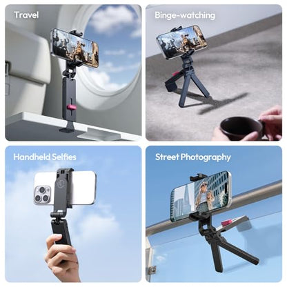 ULANZI MA89 2025 Foldable Airplane Phone Holder Mount, 360° Rotation Airplane Travel Essentials, Long Flight Must Haves Phone Tripod Stand for Flying, Home, Office Travel Gift for Content Creator