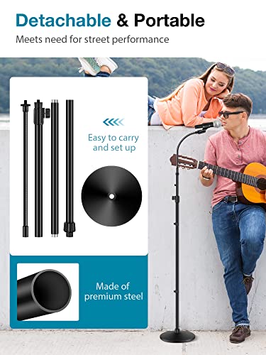 InnoGear Microphone Stand Floor 32" to 70" Gooseneck Mic Stand for Singing | Max Height 70", Stable Base, Flexible Angle, Easy to Transport, Adjustable Gooseneck, Fit Blue Yeti, For Sitting or Standing