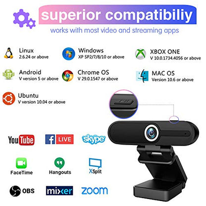 Webcam 4K HD 8MP USB-A/C with Microphone&Privacy Cover&Tripod for PC - color: Dark Grey