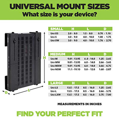 HIDEit Mounts Uni-NSM Mount - Black Steel Adjustable 1U Network Device Wall Mount for A/V Components, Mount for Network Switch, Ethernet Splitter and Ethernet Switch - size: USA Made Network Switch