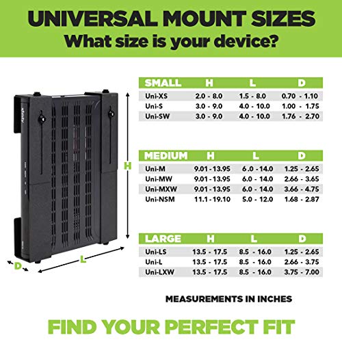 HIDEit Mounts Uni-MXW Mount - Patented in 2015 - Adjustable Medium Extra Wide Device Wall Mount, Hide Your Cable TV Box, Video Game Consoles, Receivers, Cable Boxes, Gaming PCs and More - size: USA Made Medium Extra Wide