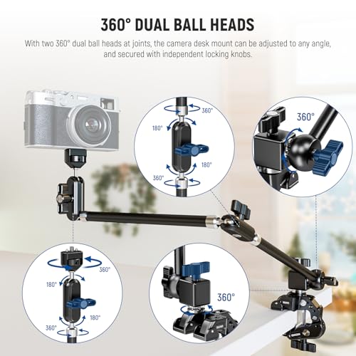 NEEWER 30" Articulating Magic Arm with Desk Super Clamp/Action Cam Mount/Phone Holder, Overhead Camera Mic Boom Stand, Compatible with GoPro iPhone DSLR Webcam Microphone Video Recording, UA056 - style: UA056
