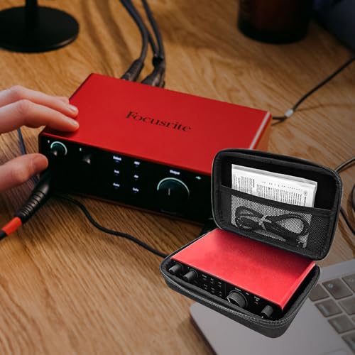 Musiin Audio Interface Case Compatible with Focusrite Scarlett 2i2 4th Gen | KORG NTS-3 kaoss pad kit,Roland AIRA Compact P-6,S-1,T-8,Carrying Bag with Handle,Mesh Pocket and Dual Zippers(Black) - color: Black