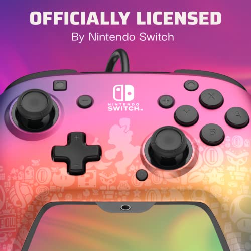 PDP REMATCH Enhanced Wired Controller, Officially Licensed for Nintendo Switch, Switch Lite & Switch - OLED Model, Nintendo Switch 2, Compatible Gamepad, Customizable Programmable Buttons, Super Mario Star Spectrum (Rainbow) - color: Star Spectrum