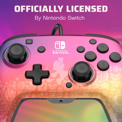 PDP REMATCH Enhanced Wired Controller, Officially Licensed for Nintendo Switch, Switch Lite & Switch - OLED Model, Nintendo Switch 2, Compatible Gamepad, Customizable Programmable Buttons, Super Mario Star Spectrum (Rainbow) - color: Star Spectrum