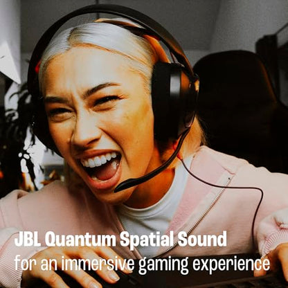 JBL Quantum 250 Wired Gaming Headset Spatial Sound Mic - Black | Plug And Play 3.5mm Connection For PC, Xbox, PlayStation, Switch, With Detachable Boom Arm And Lightweight Over Ear Comfort - color: Black