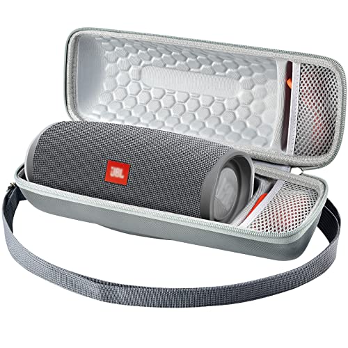 Comecase Hard Travel Case for JBL Charge 4/ Charge 5 Waterproof Bluetooth Speaker. Carrying Storage Bag Fits Charger and USB Cable - Grey+Inside Grey (Case Only) - color: Grey