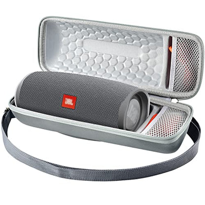 Comecase Hard Travel Case for JBL Charge 4/ Charge 5 Waterproof Bluetooth Speaker. Carrying Storage Bag Fits Charger and USB Cable - Grey+Inside Grey (Case Only) - color: Grey
