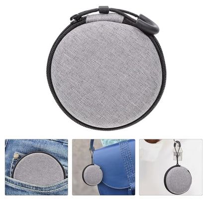 Portable Earphone Bag and Data Cable Carrying Case for Wired Earbuds, Rounded Nylon Storage Pouch with Zipper, Gray Travel Key and Coin Organizer for Electronics