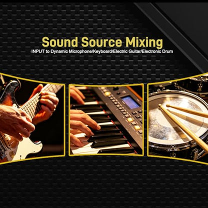 Mini 6-Channel Audio Mixer with 6 input 6.35mm&3.5mm Jack, Stereo Line Mixer for Sub-Mixing, Multi-Input (Mic/Guitar/Keyboard/Bass), Powered by 5V DC