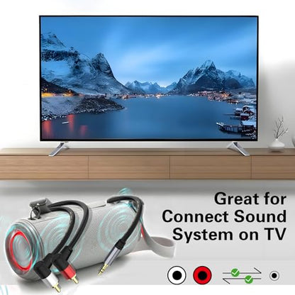 3.5mm to 2 RCA Cable, Angle 2RCA Male to 3.5mm Male Auxiliary Stereo Audio Y Splitter Cable Compatible with TV, Smartphones, MP3, Tablets, Speakers, Home Theater, etc (1.5m/59inch) - size: 1.5M/4.9FT, style: RCA angled