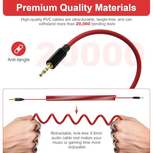 QC45 Coiled Audio Cable for Bose QuietComfort, QuietComfort Ultra, QC35
